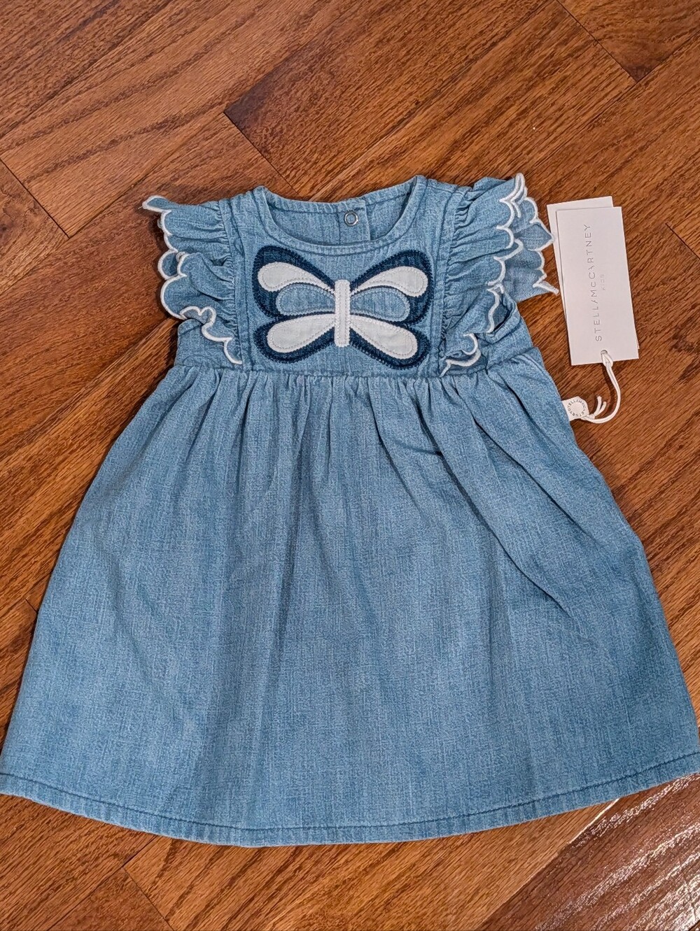 NWT Stella McCartney Kids Chambray Denim Butterfly Dress - 6 Months